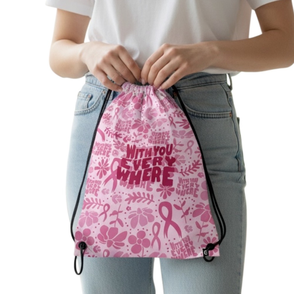Breast Cancer Awareness‎ Pink Ribbon Drawstring Backpack Bags 2 Pack NWT